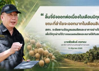 สศก. เผยประมาณการลำไย–ลิ้นจี่ ปี 2569 ลิ้นจี่ยังออกต่อเนื่อง มิ.ย. ขณะที่ลำไยออกมาก ส.ค.ช่วยวางแผนผลผลิต–ตลาดล่วงหน้า